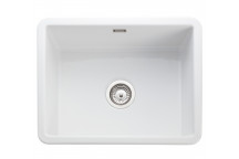 Rustique Square 1Bowl Under/Inset CERAMIC Sink 557x494 White c/w Waste