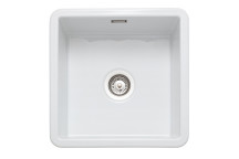 Rustique Square 1Bowl Under/Inset CERAMIC Sink 460x460 White c/w Waste