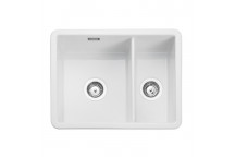 Rustique Square 1.5Bowl Undermount CERAMIC Sink557x430 White c/w waste