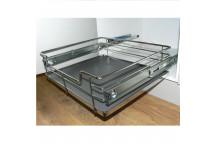 Dark Grey Solid Base Chrome ( 600mm) Pull Out Basket/Soft Close Runner