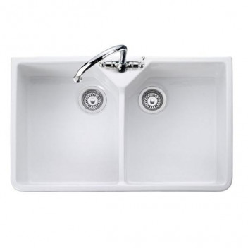 Farmhouse 800 Double Bowl Ceramic Sink 795*490*220 c/w Waste