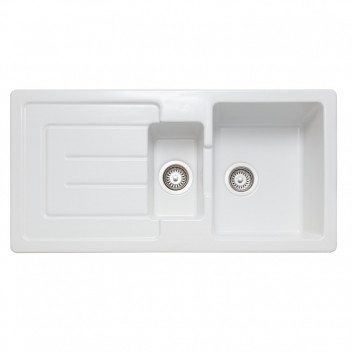 Austell 1.5 Bowl Reversible 1000*500 Ceramic White Sink c/w Waste