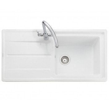 Arlington 1 Bowl 985x500 CERAMIC White Sink c/w Waste Kit