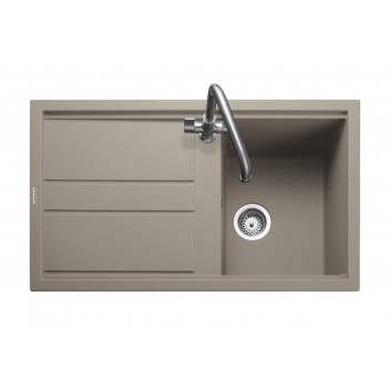 Topaz 1 Bowl 860x510 Sink - Pebble c/w waste