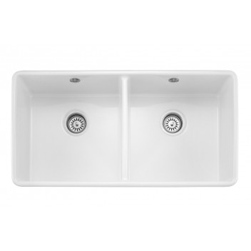 Farmhouse 900 Double Bowl Ceramic Sink 895*460*220 c/w Waste