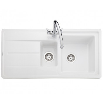Arlington 1.5 Bowl 985x500 CERAMIC White Sink c/w Waste Kit
