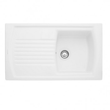 Tenby 1 Bowl Reversible 850x500 Ceramic White Sink c/w Waste