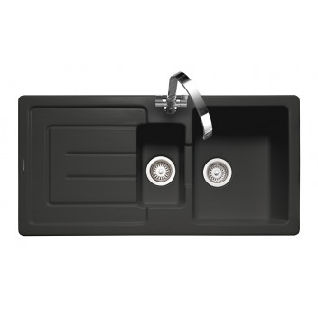 Austell 1.5 Bowl Reversible 1000*500 Ceramic BLACK Sink c/w Waste