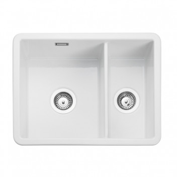 Rustique Square 1.5Bowl Undermount CERAMIC Sink557x430 White c/w waste